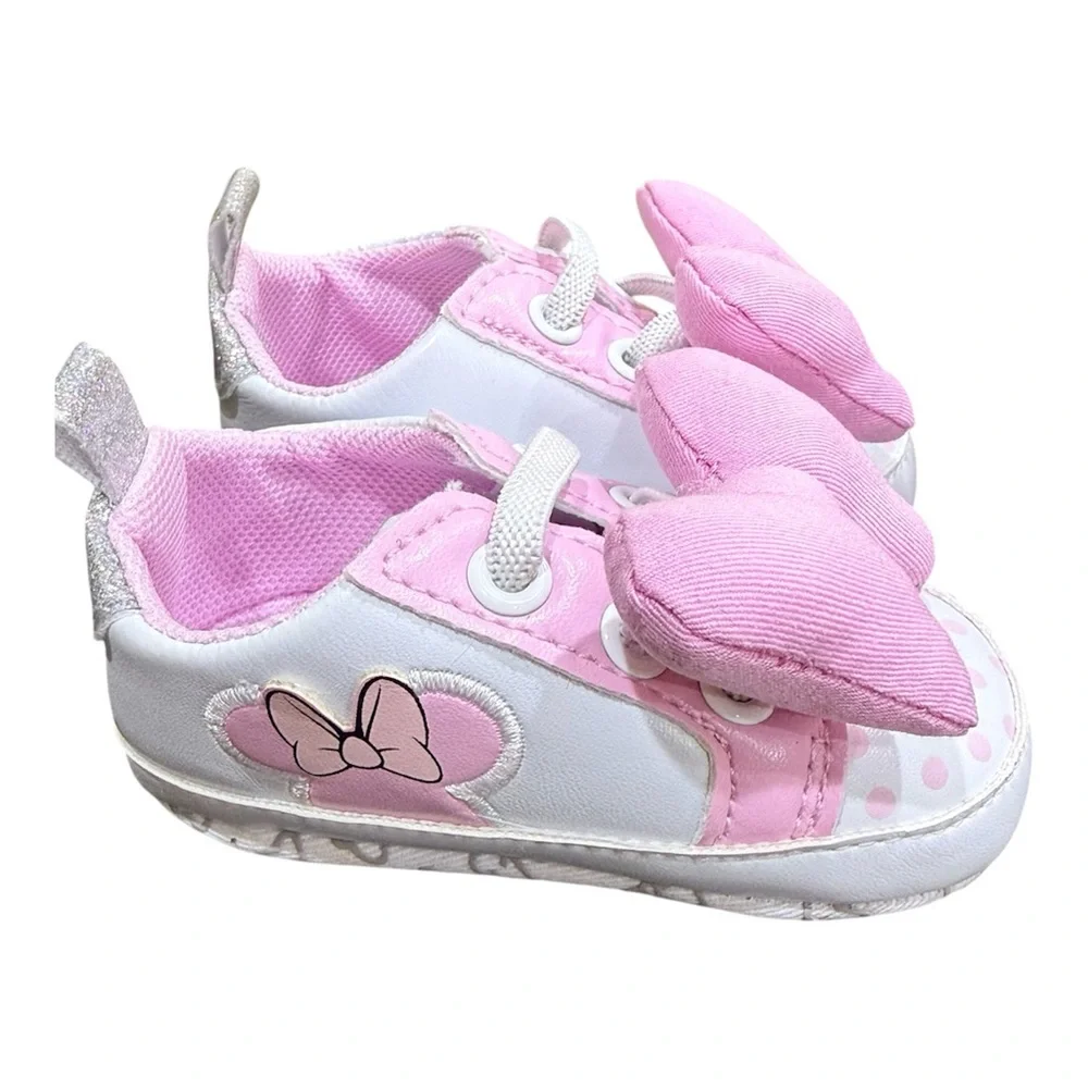 Disney Pink and White Minnie Bow Baby Walker Sneakers